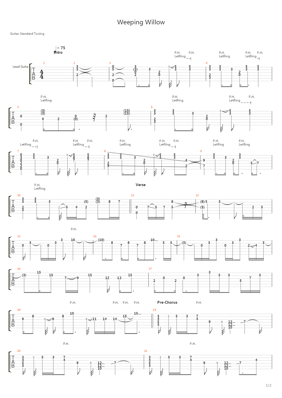 Weeping Willow吉他谱