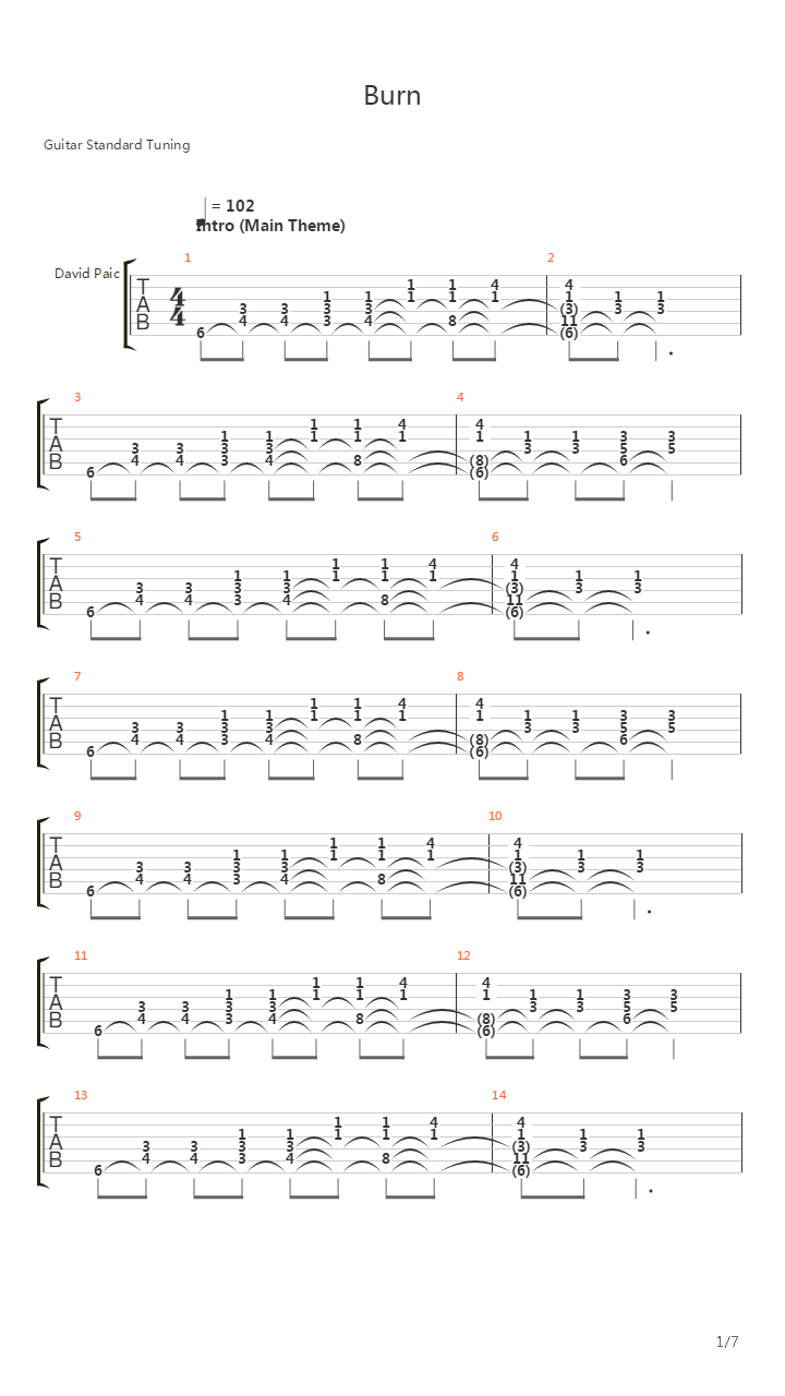 Burn吉他谱