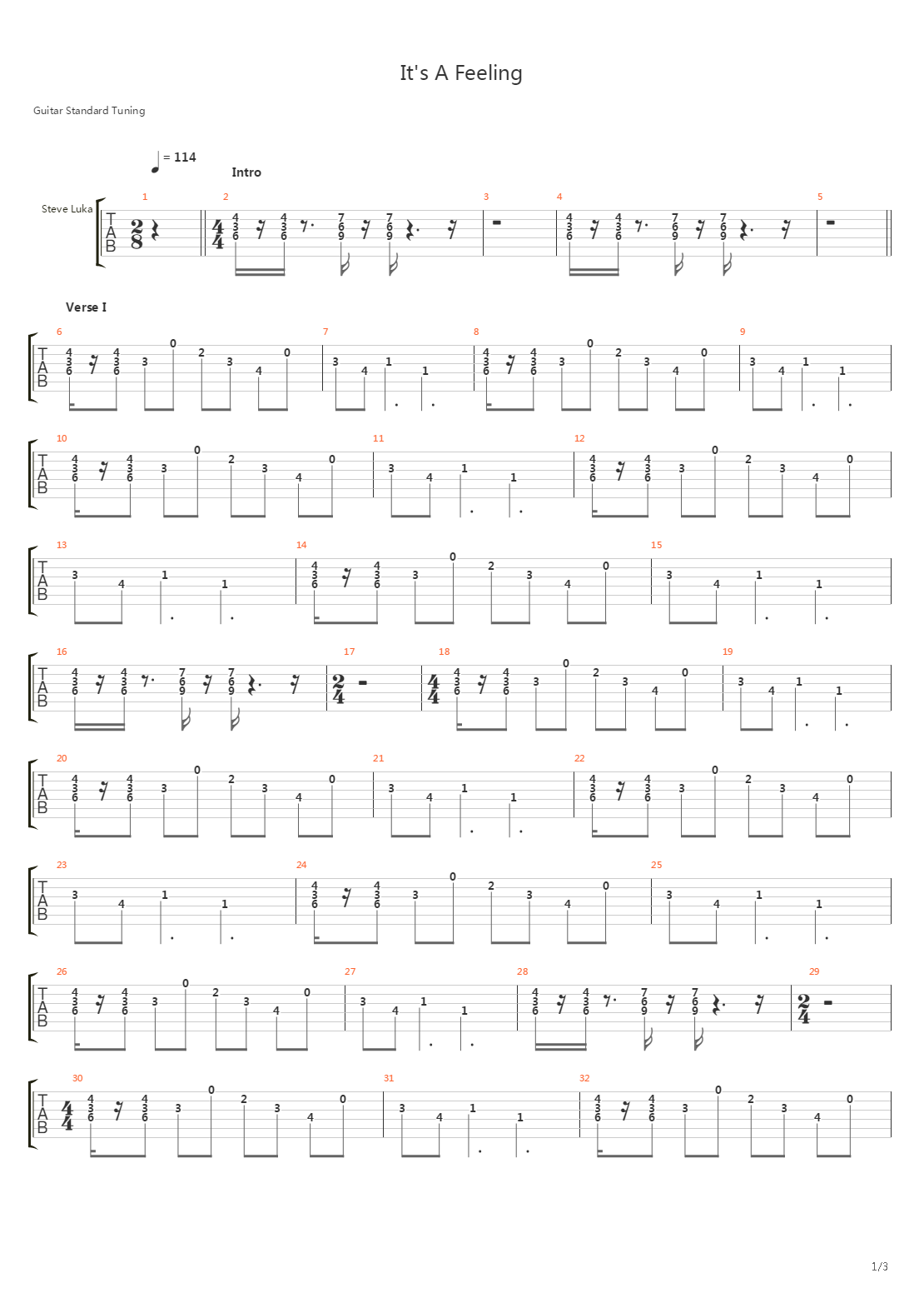 Its A Feeling吉他谱