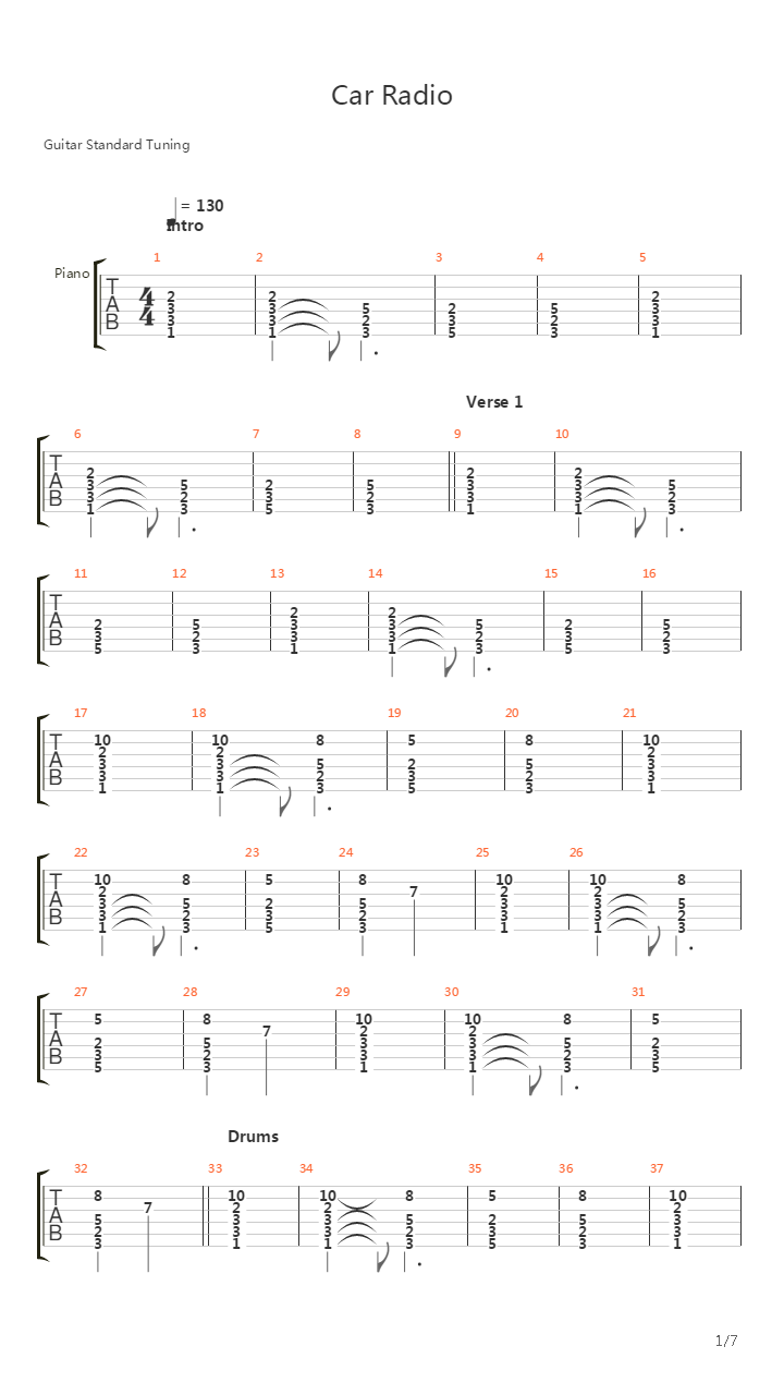 Car Radio吉他谱