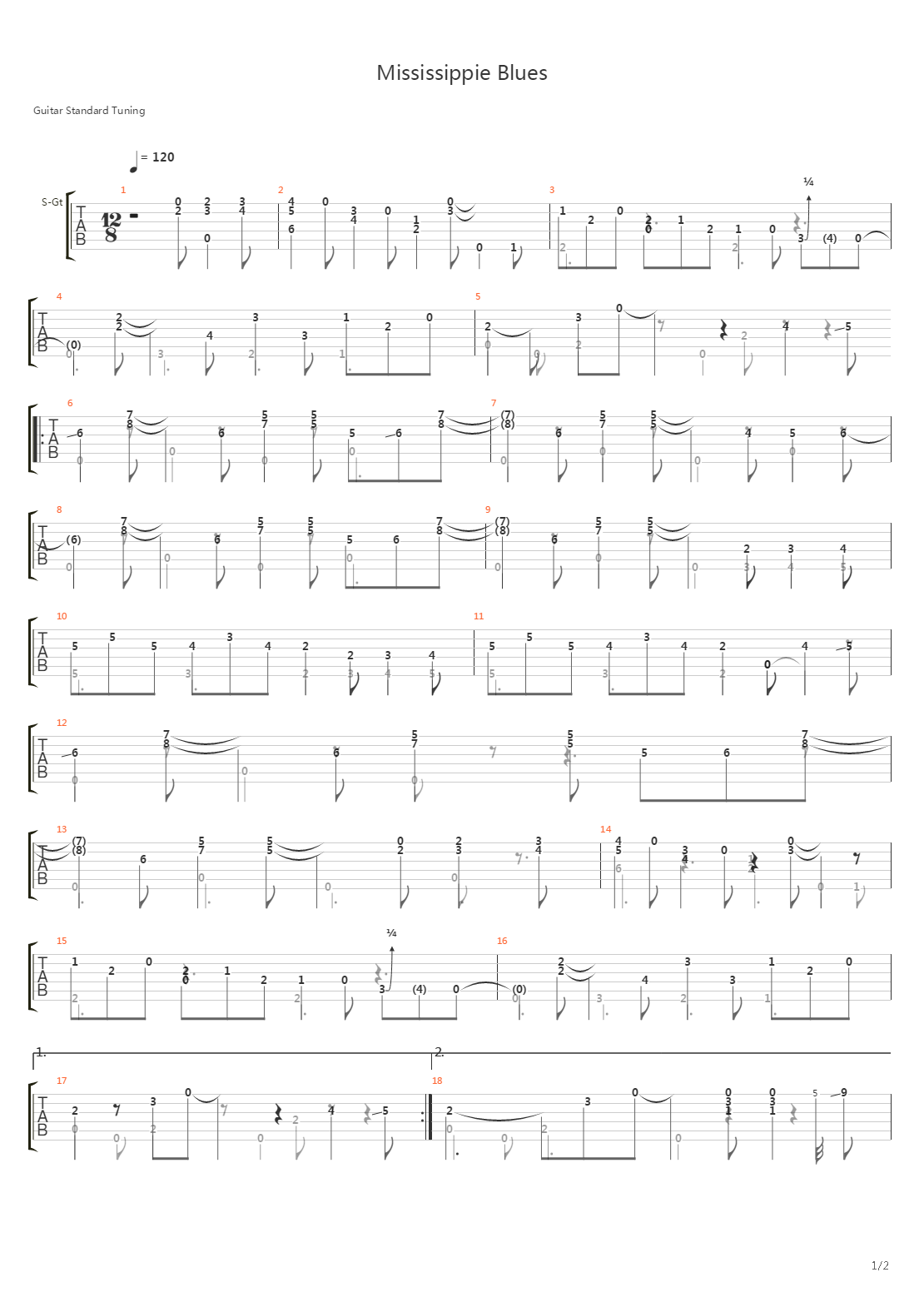 Mississippi Blues吉他谱
