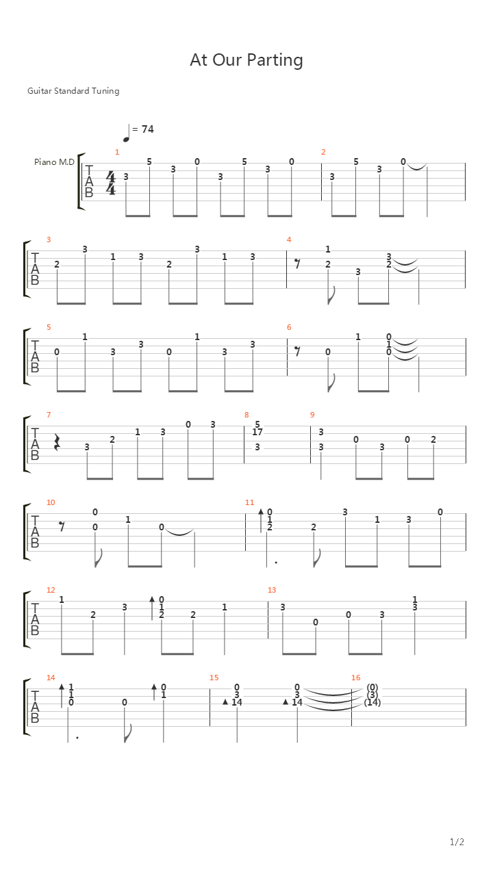At Our Parting吉他谱