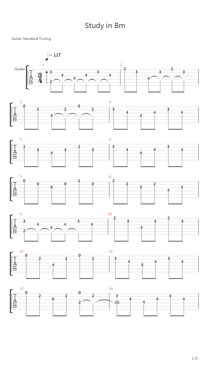 Study in Bm吉他谱