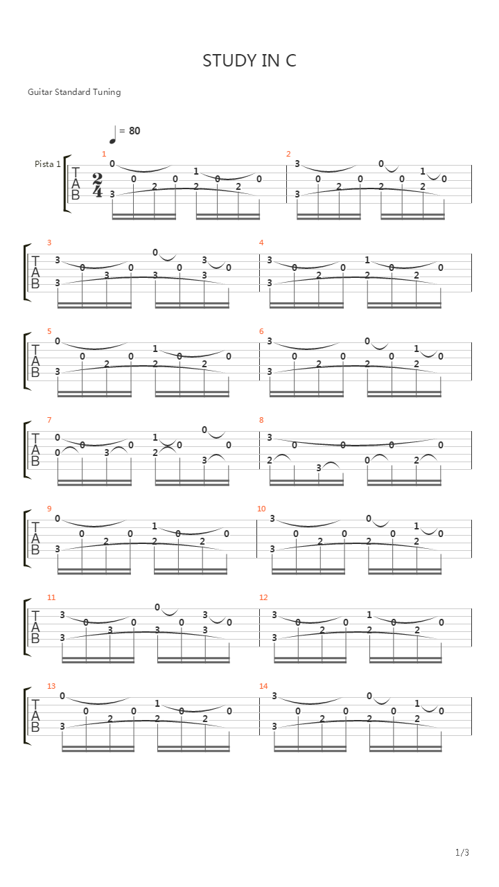 Study in C吉他谱