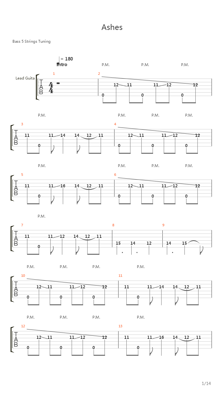 Ashes吉他谱