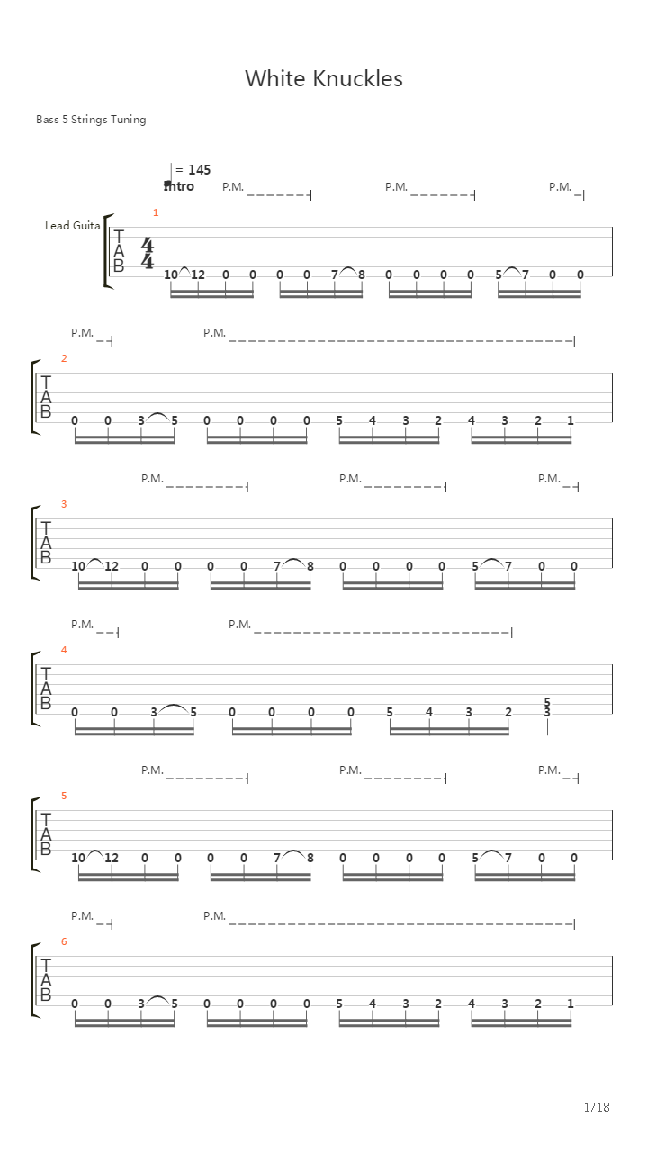 White Knuckles吉他谱