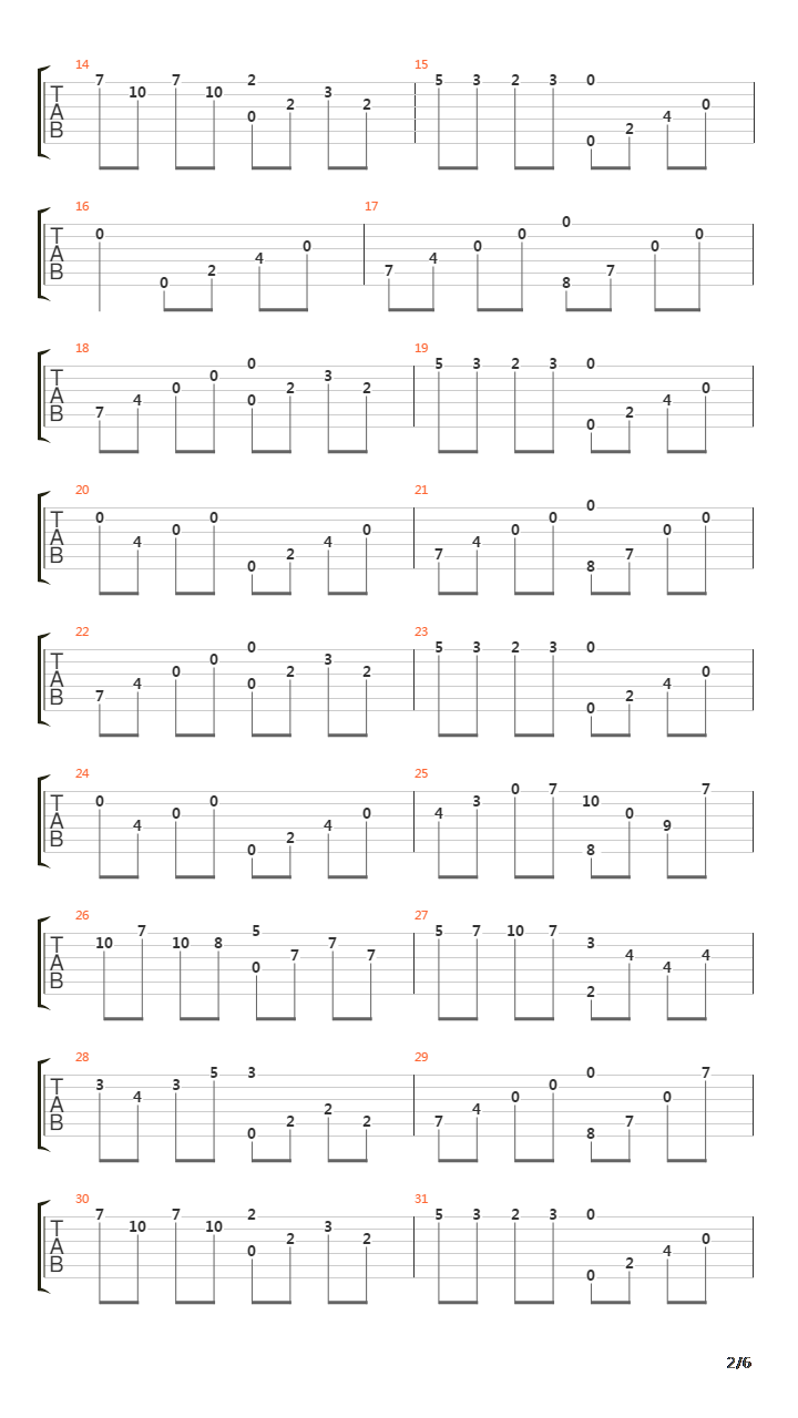 夜的钢琴曲5 吉他SOLO吉他谱