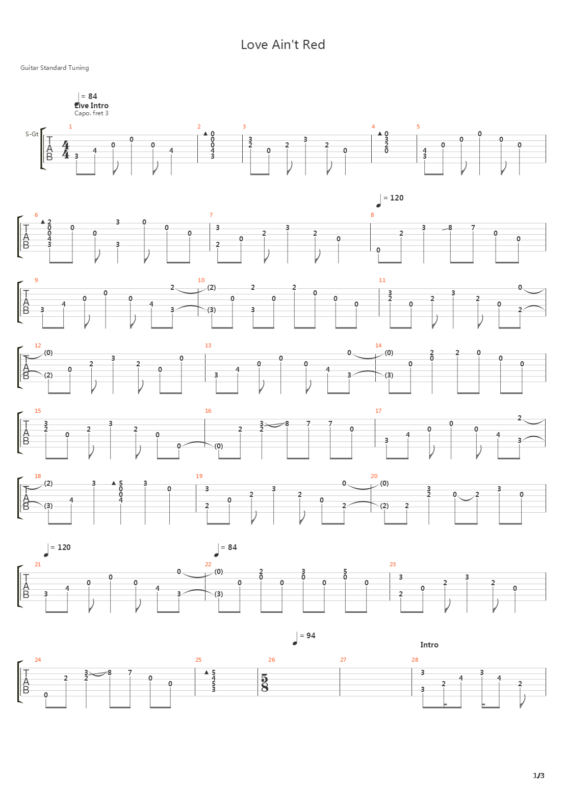 Love Ain't Red吉他谱