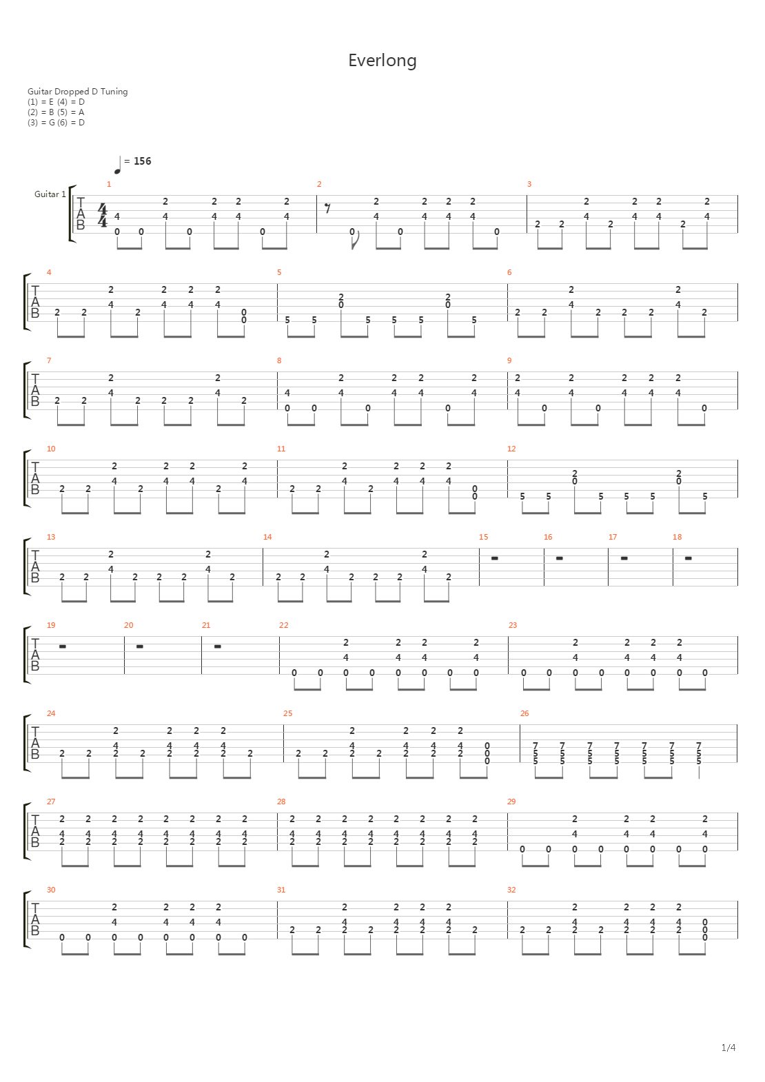 Everlong吉他谱