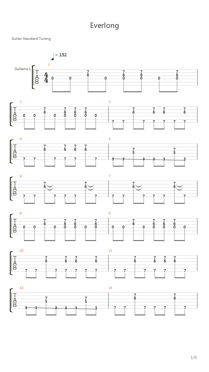 Everlong (RCR)吉他谱