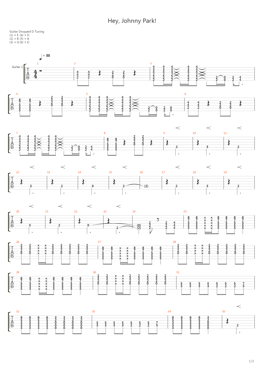 Hey, Johnny Park!吉他谱