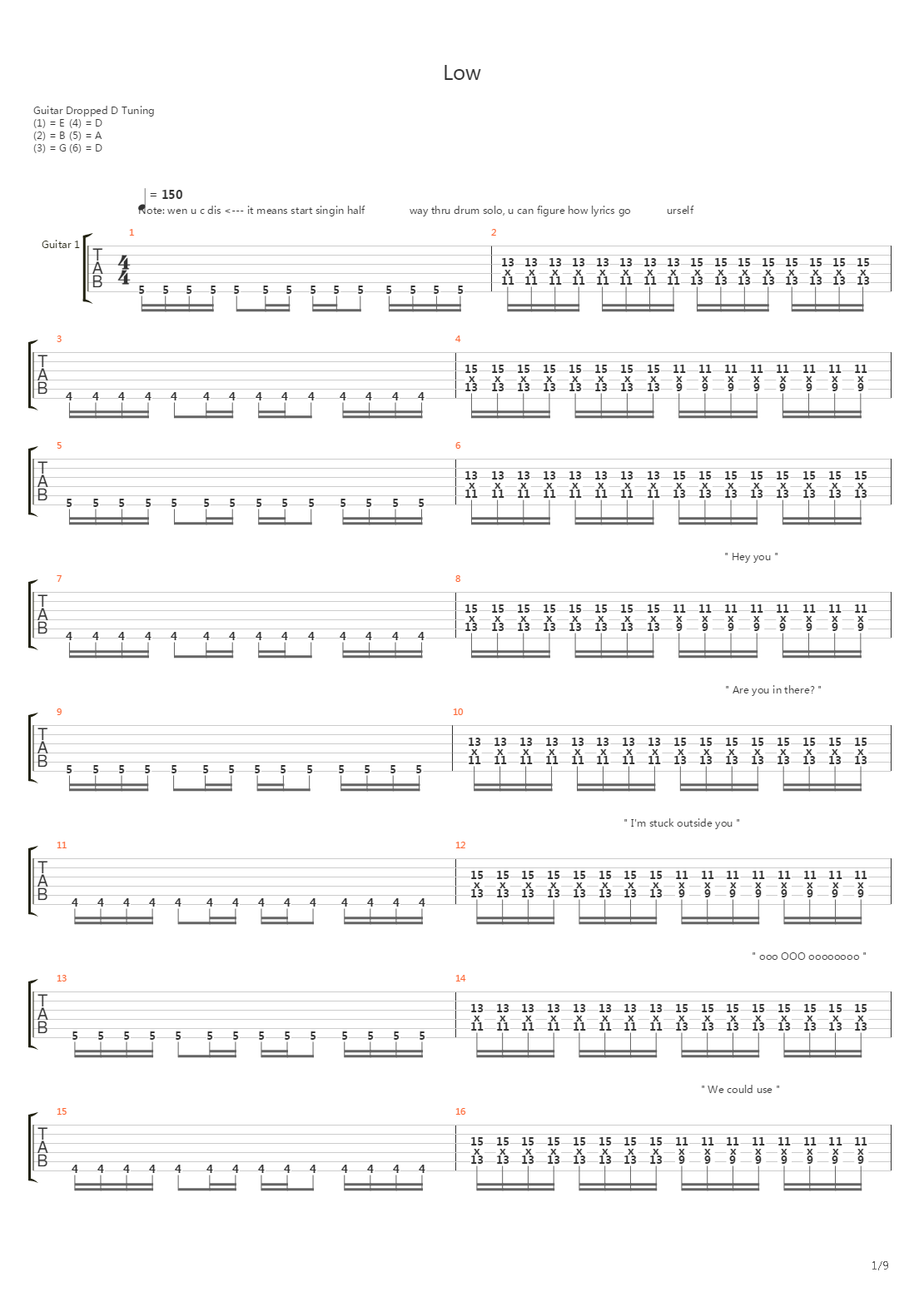 Low吉他谱