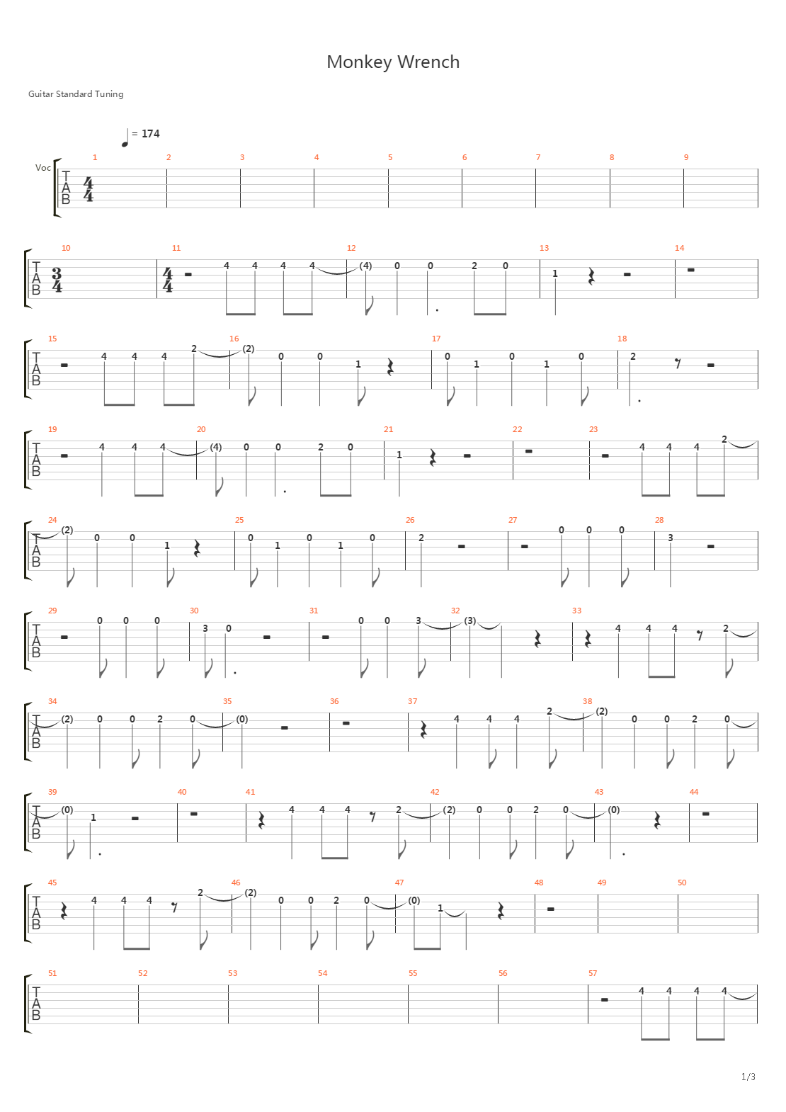 Monkey Wrench吉他谱