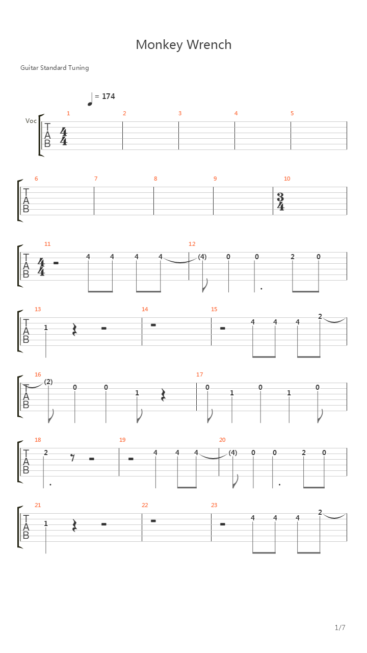 Monkey Wrench吉他谱