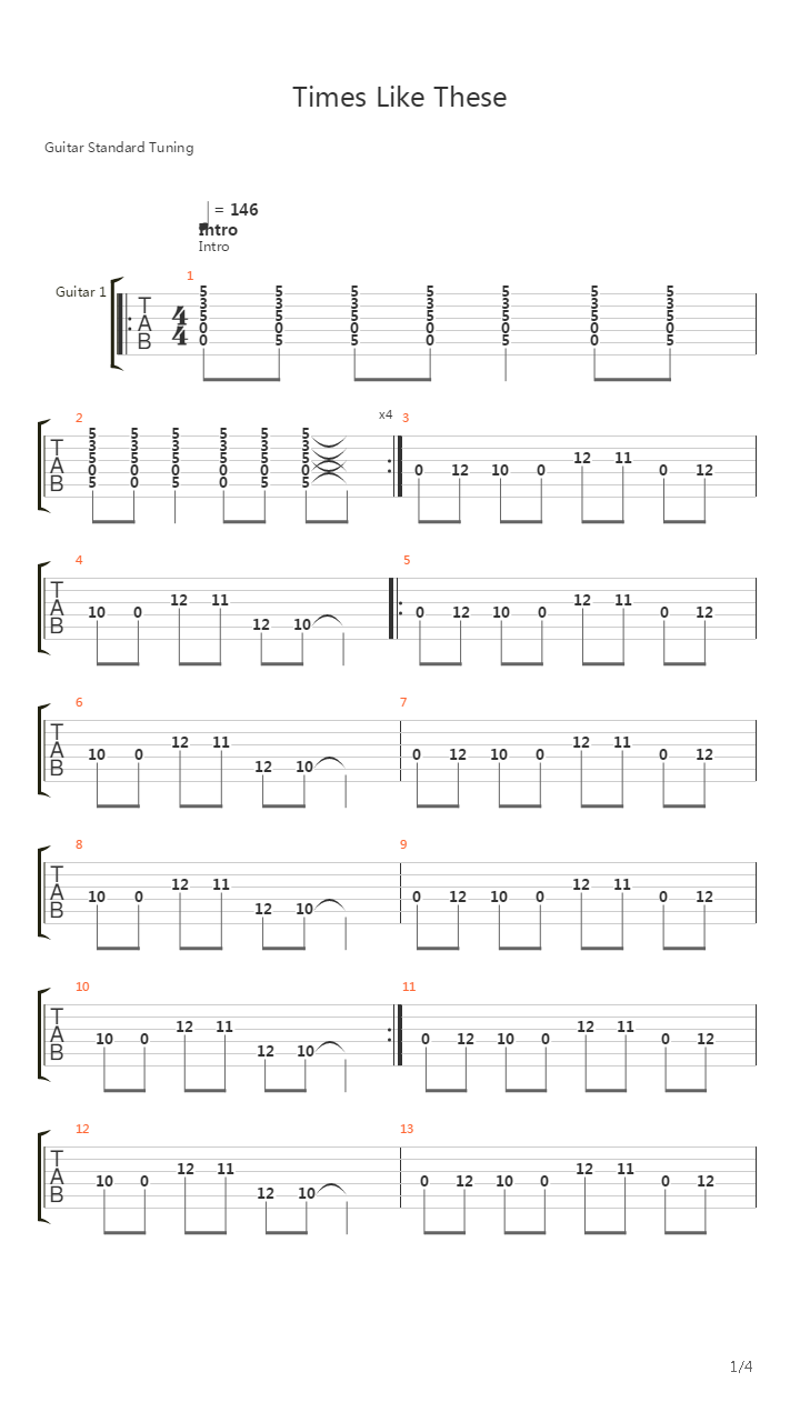 Times Like These吉他谱