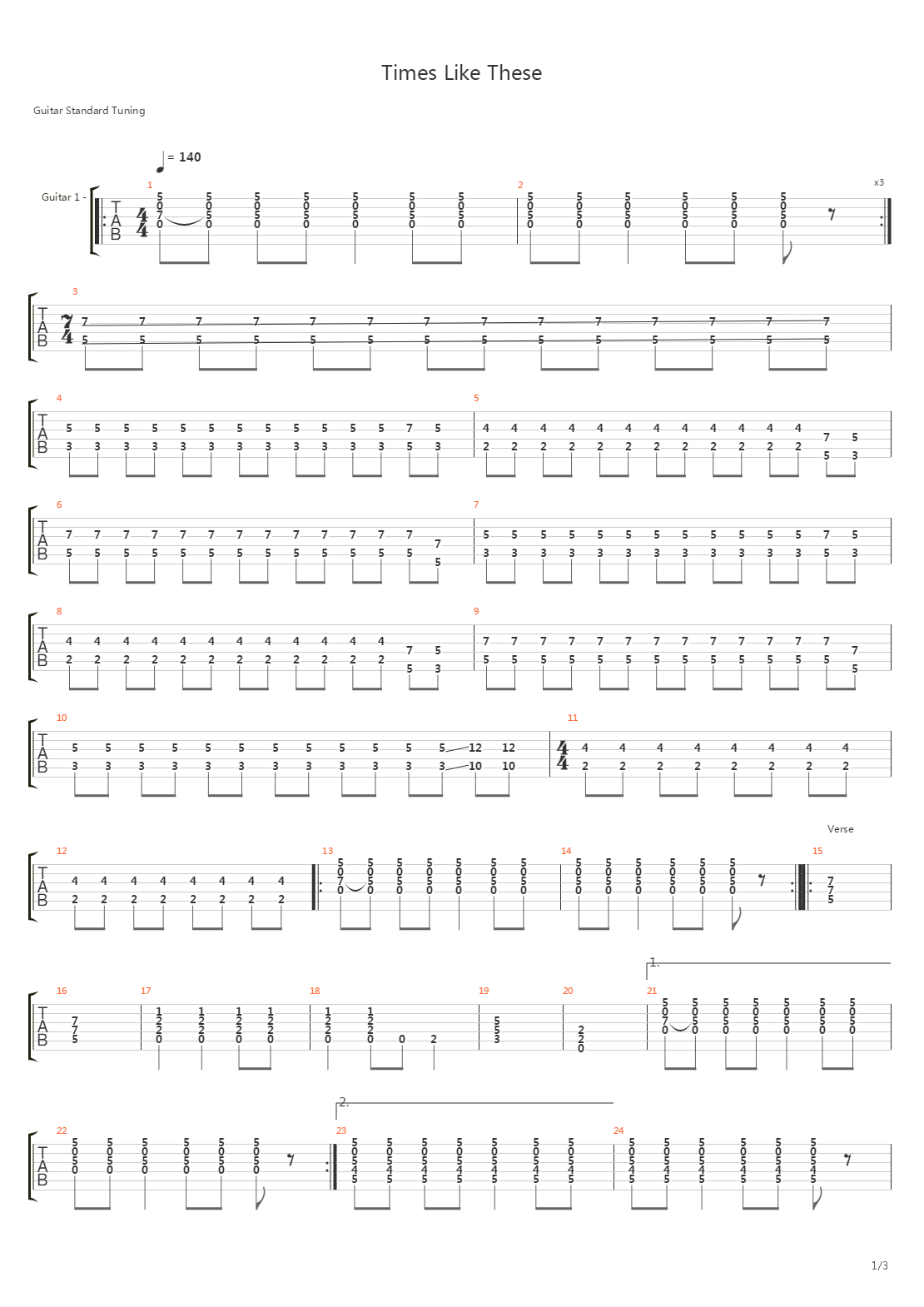 Times Like These吉他谱