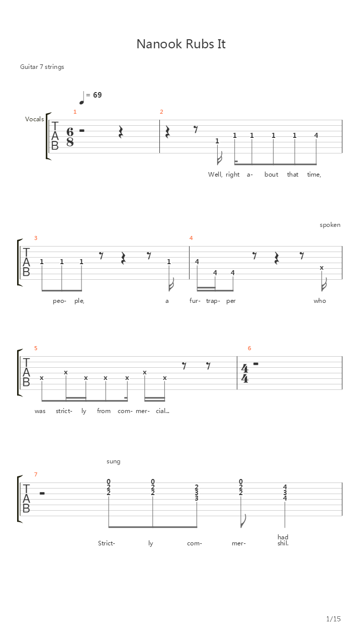 Nanook Rubs It吉他谱