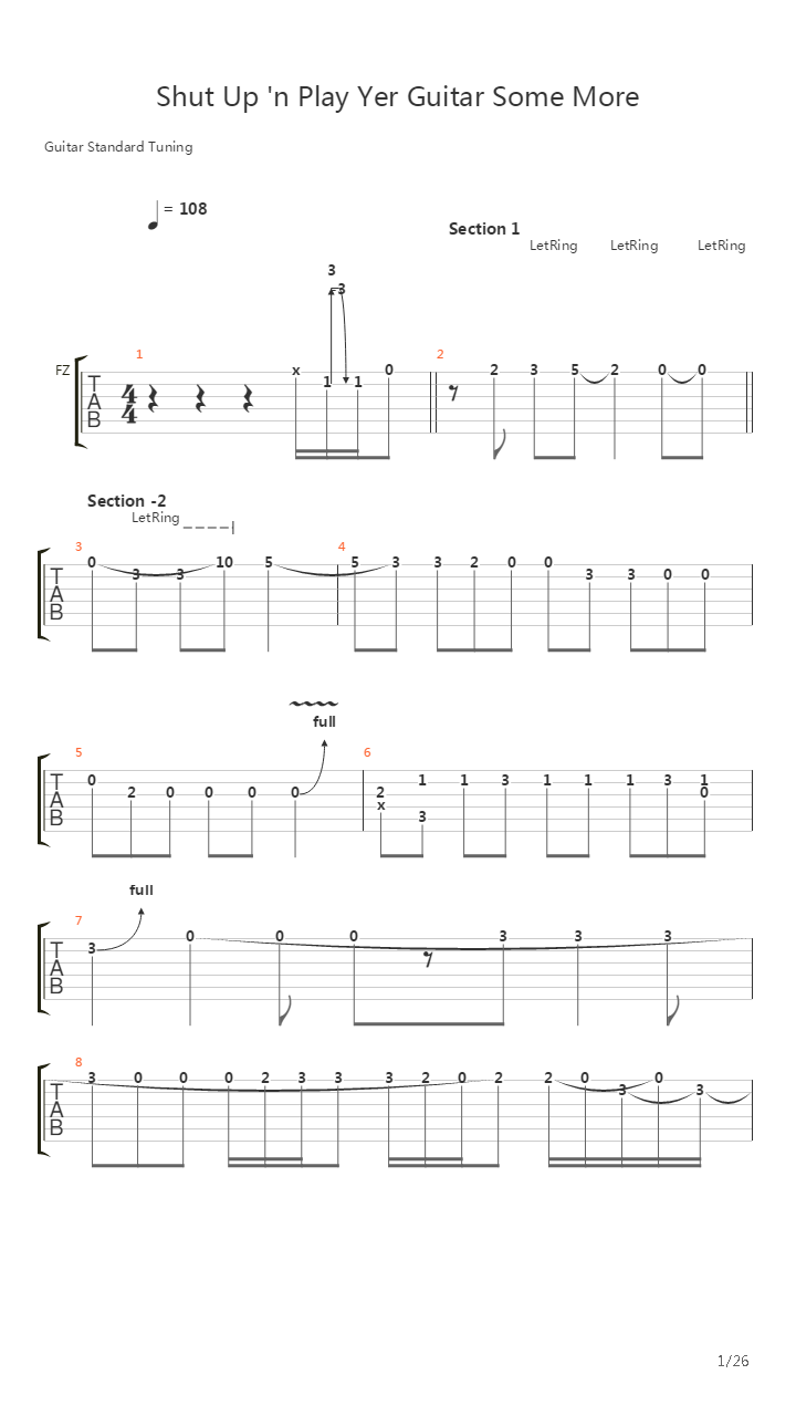 Shut Up 'n Play Yer Guitar Some More吉他谱