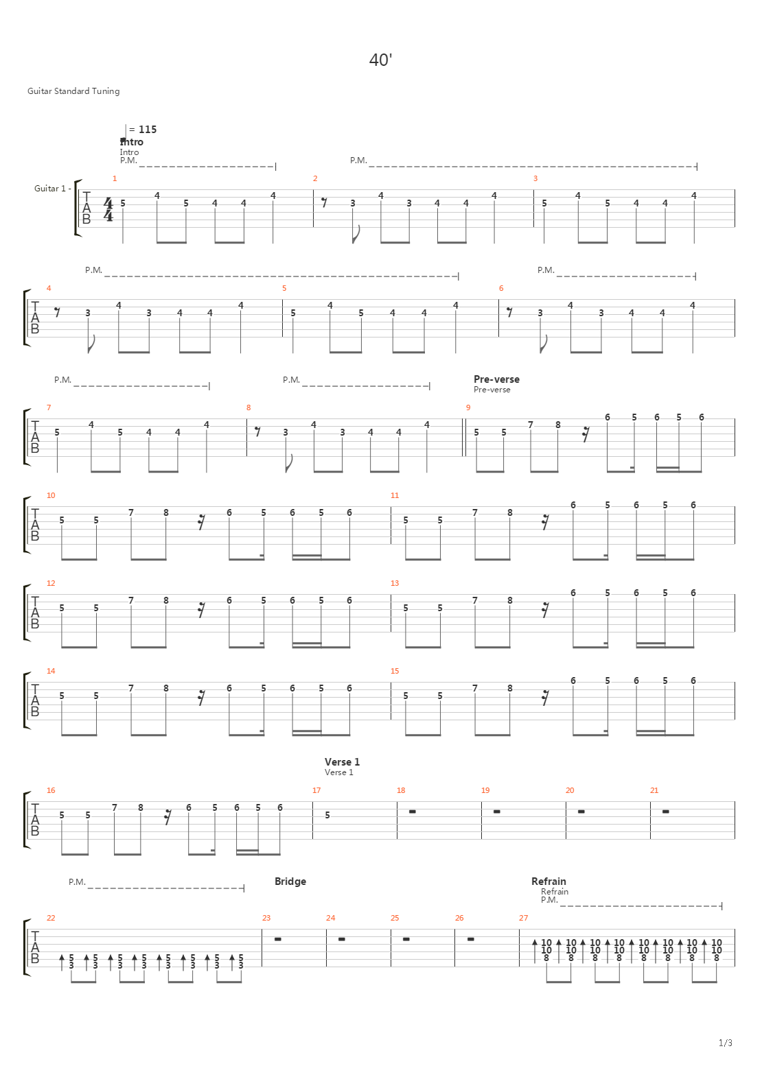 40'吉他谱