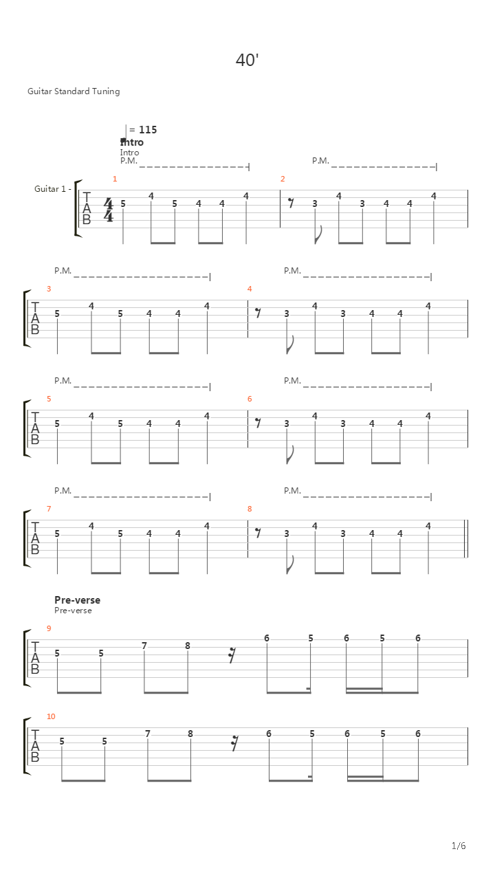 40'吉他谱