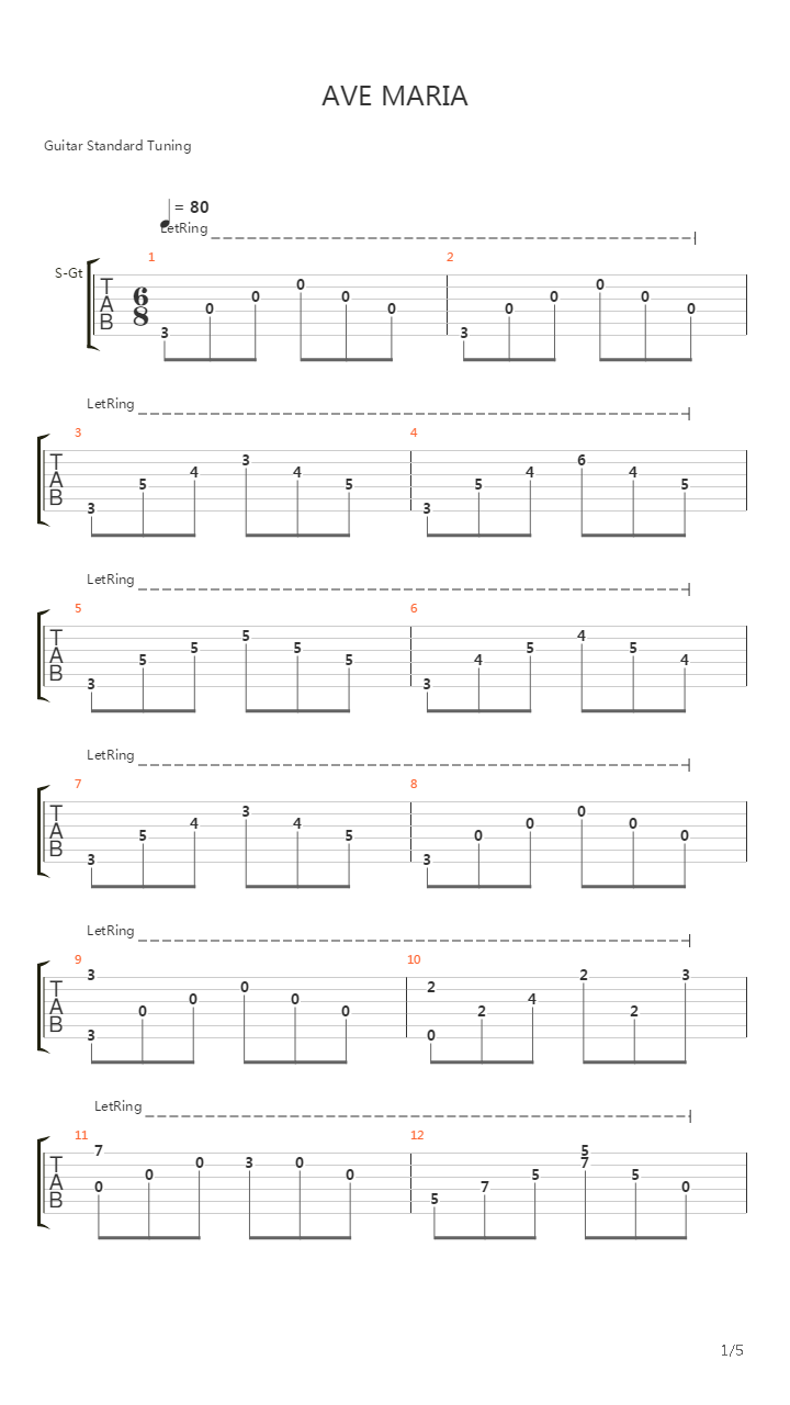 Ave Maria (arr. by Michael Lucarelli)吉他谱