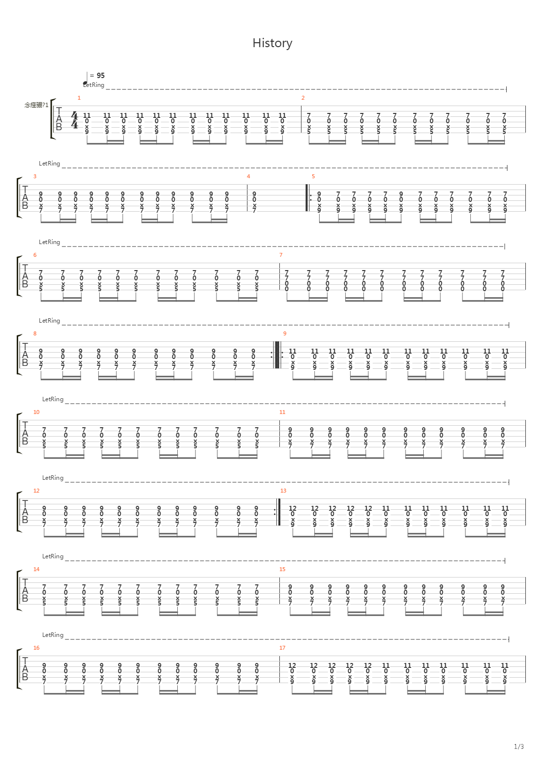 History吉他谱