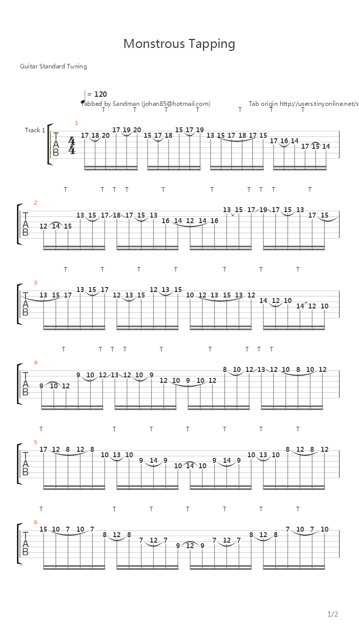 guitar player licks and lessons - Fast Monstrous Tapping吉他谱