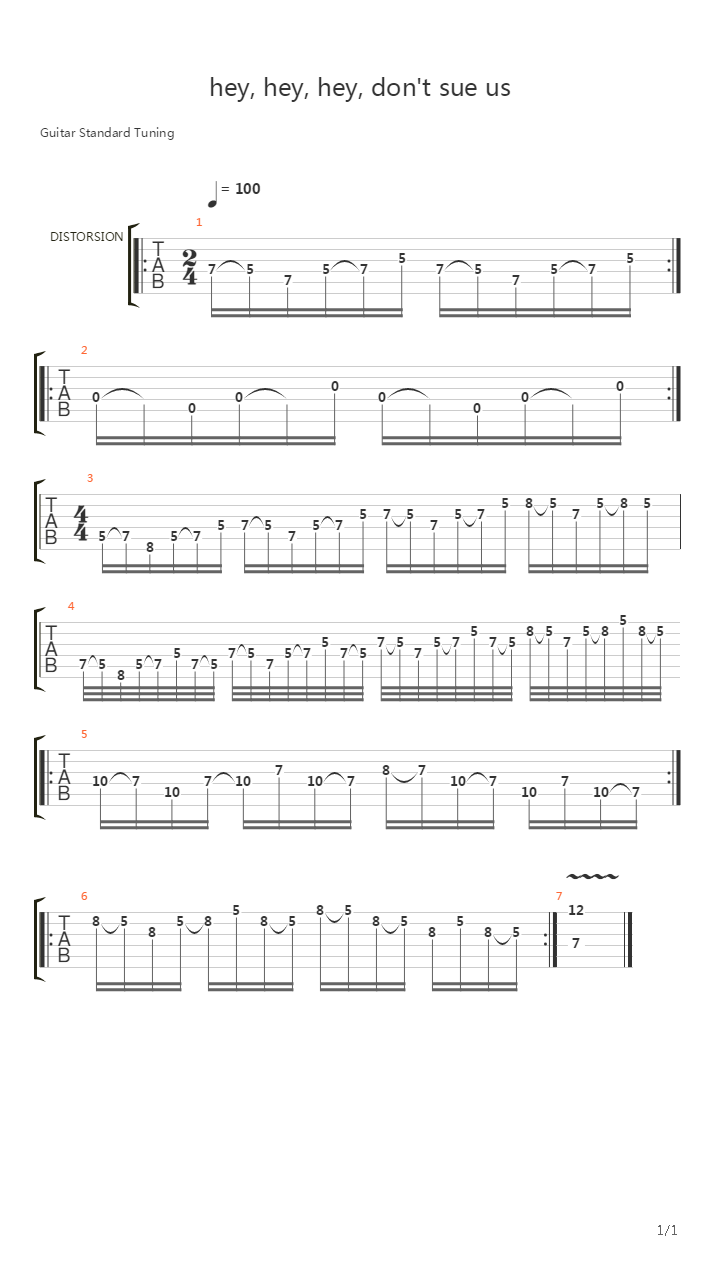 guitar player licks and lessons - hey, hey, hey, don 't sue us吉他谱