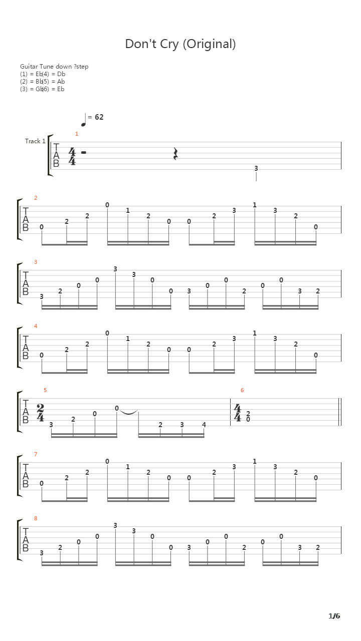 Don't cry吉他谱