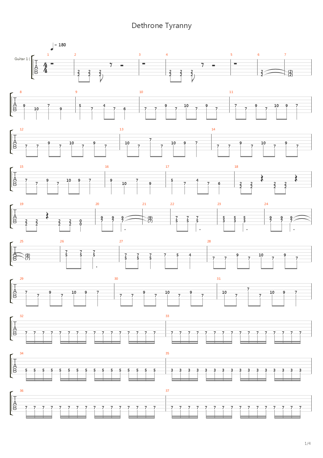 Dethrone Tyranny (Live)吉他谱