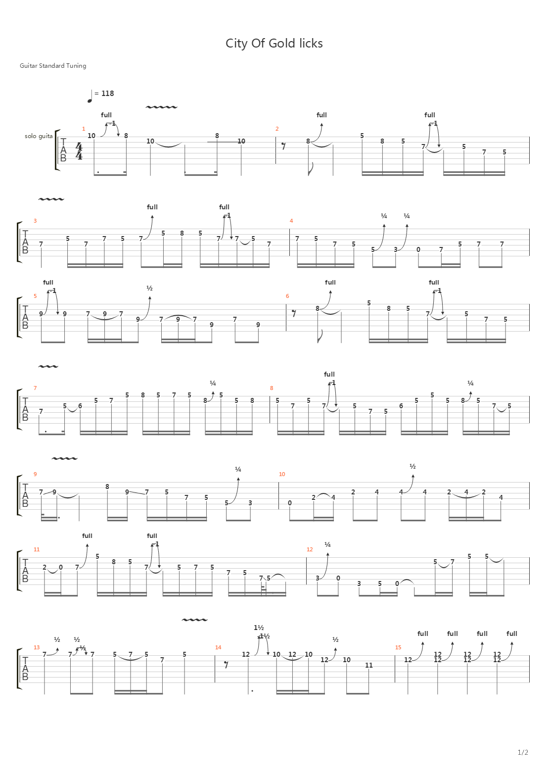 City Of Gold licks吉他谱