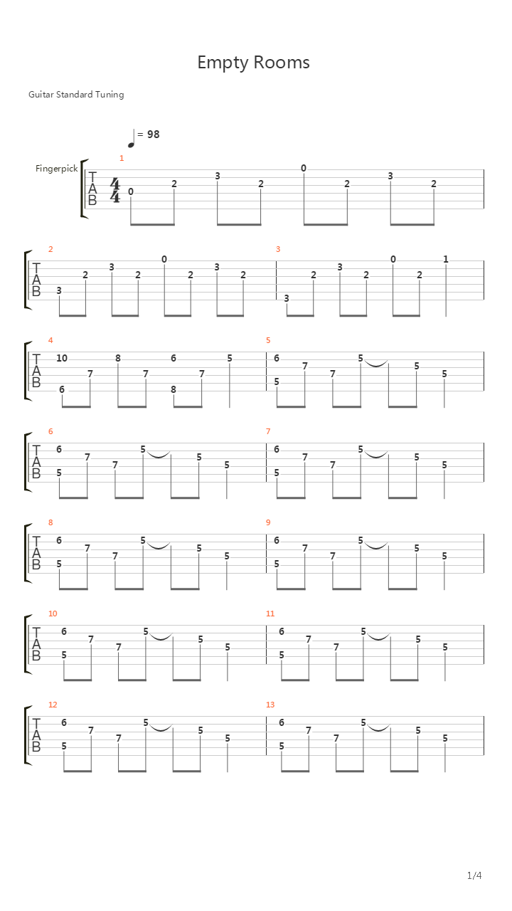 Empty Rooms吉他谱