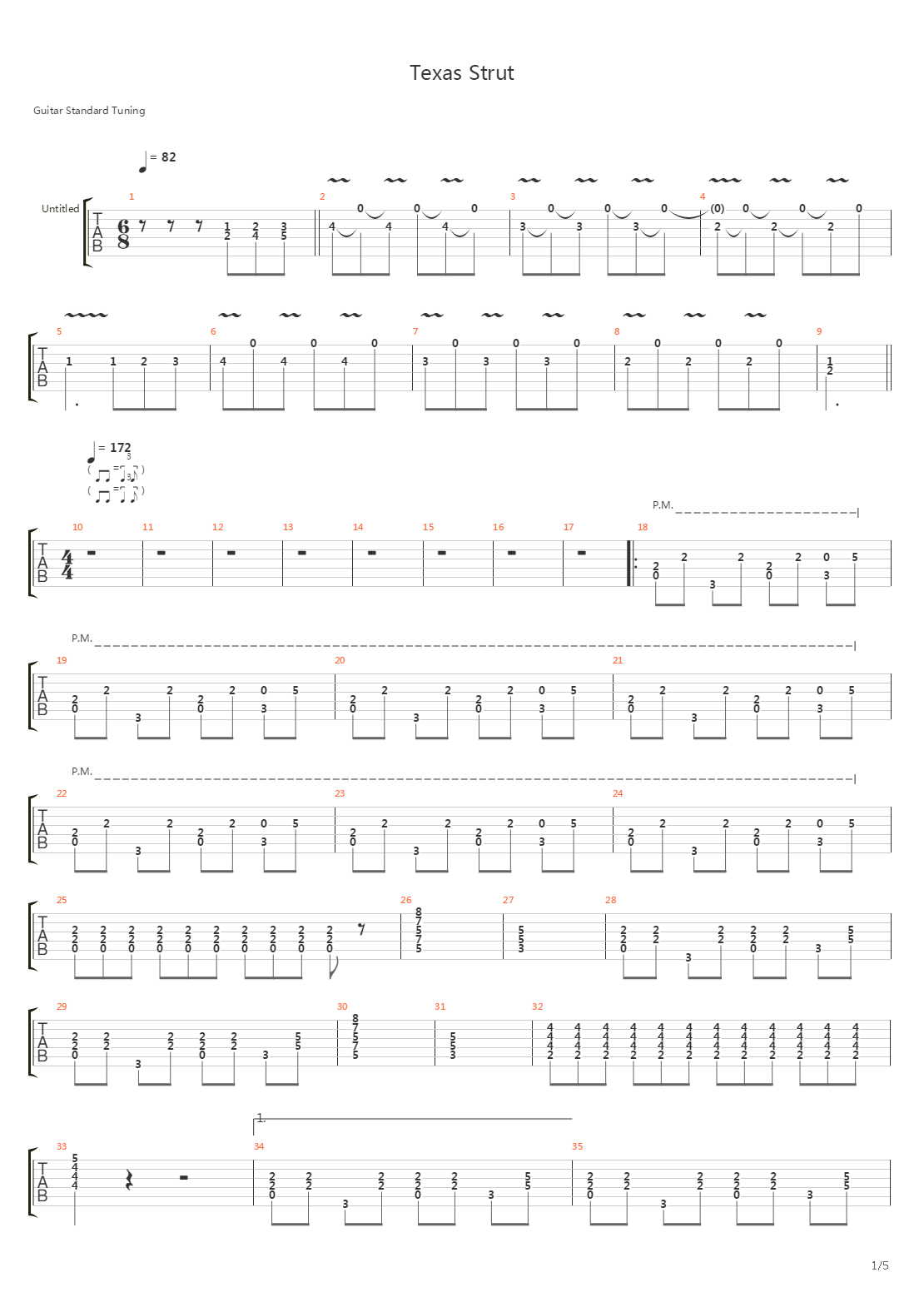 Texas Strut吉他谱
