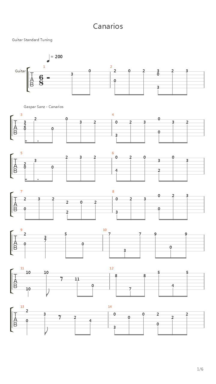 Canarios吉他谱