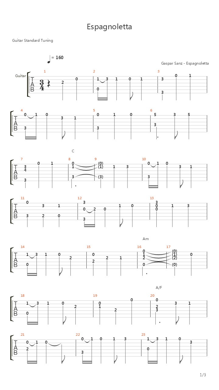 Espagnoletta吉他谱