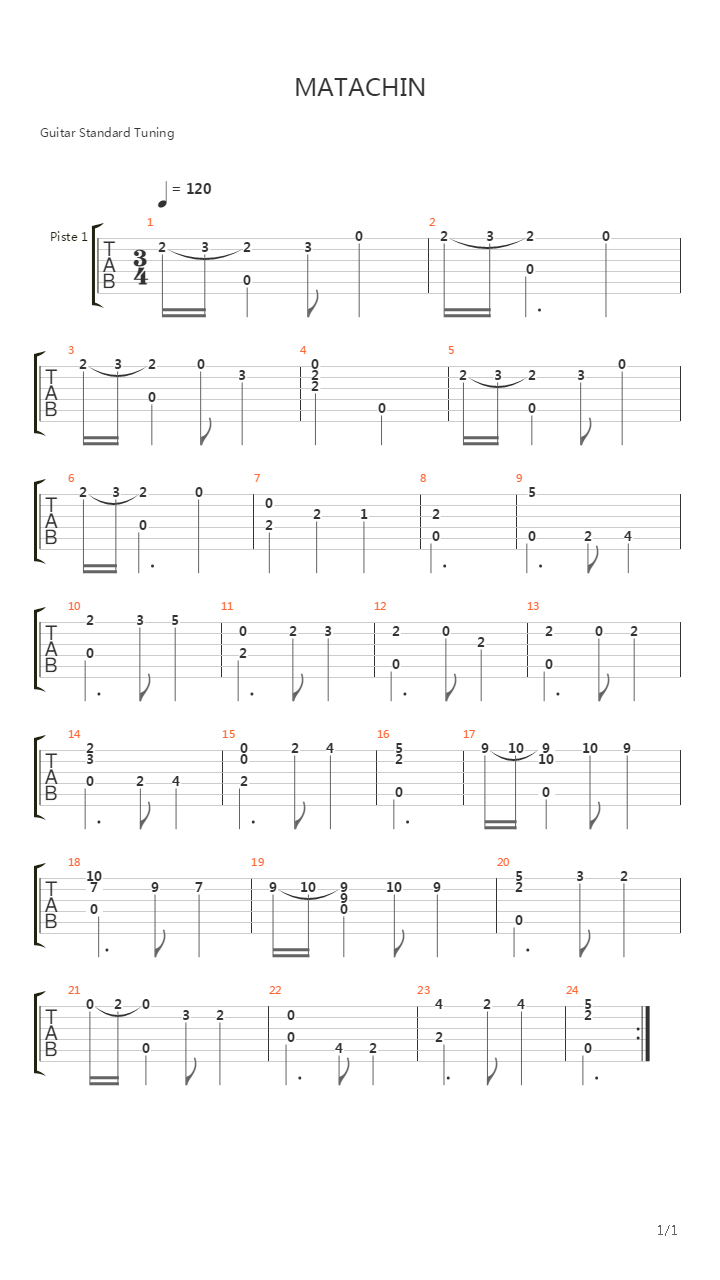 MATACHIN吉他谱