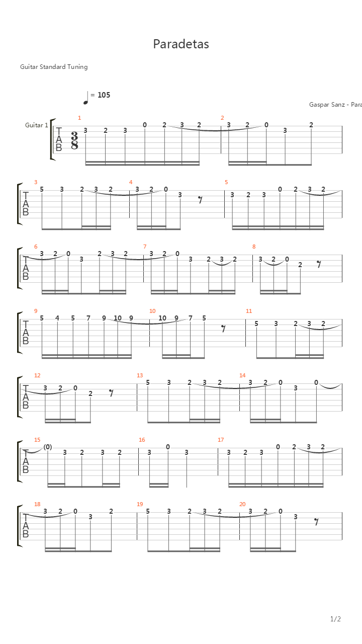 Paradetas吉他谱