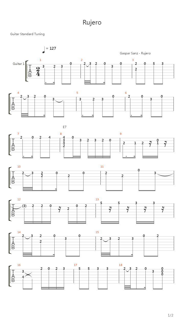 Rujero吉他谱