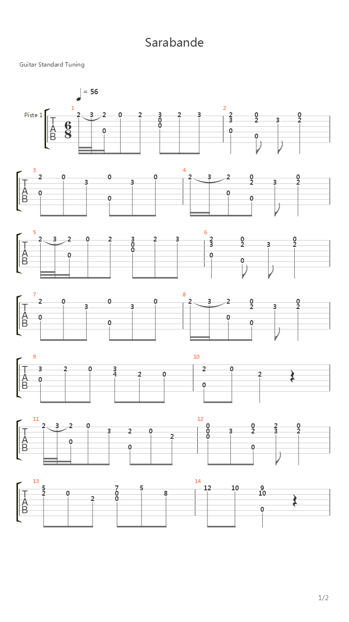 SARABANDE吉他谱