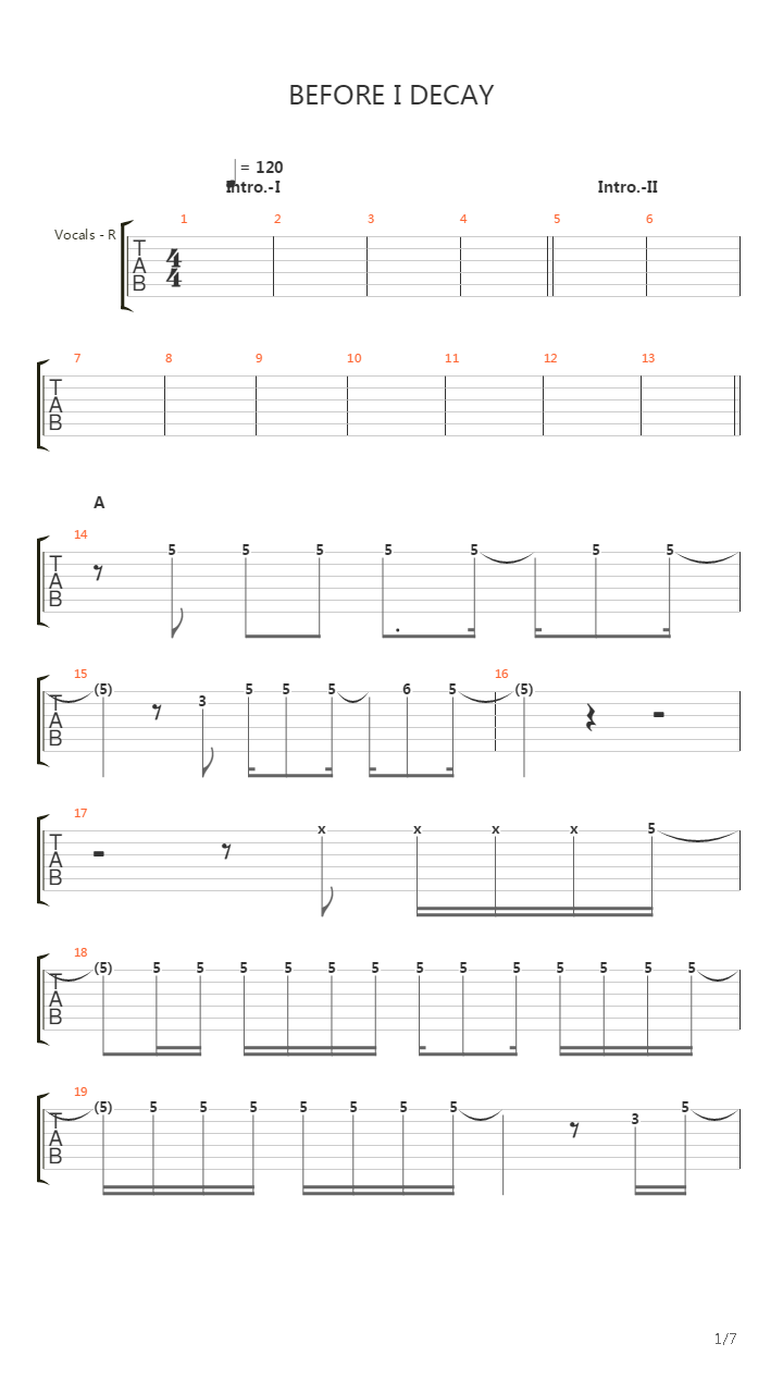 Before I Decay吉他谱