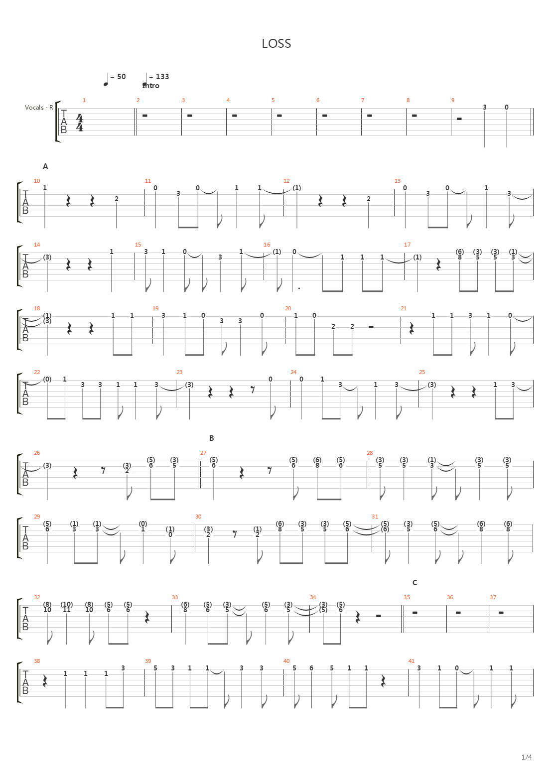 Loss吉他谱