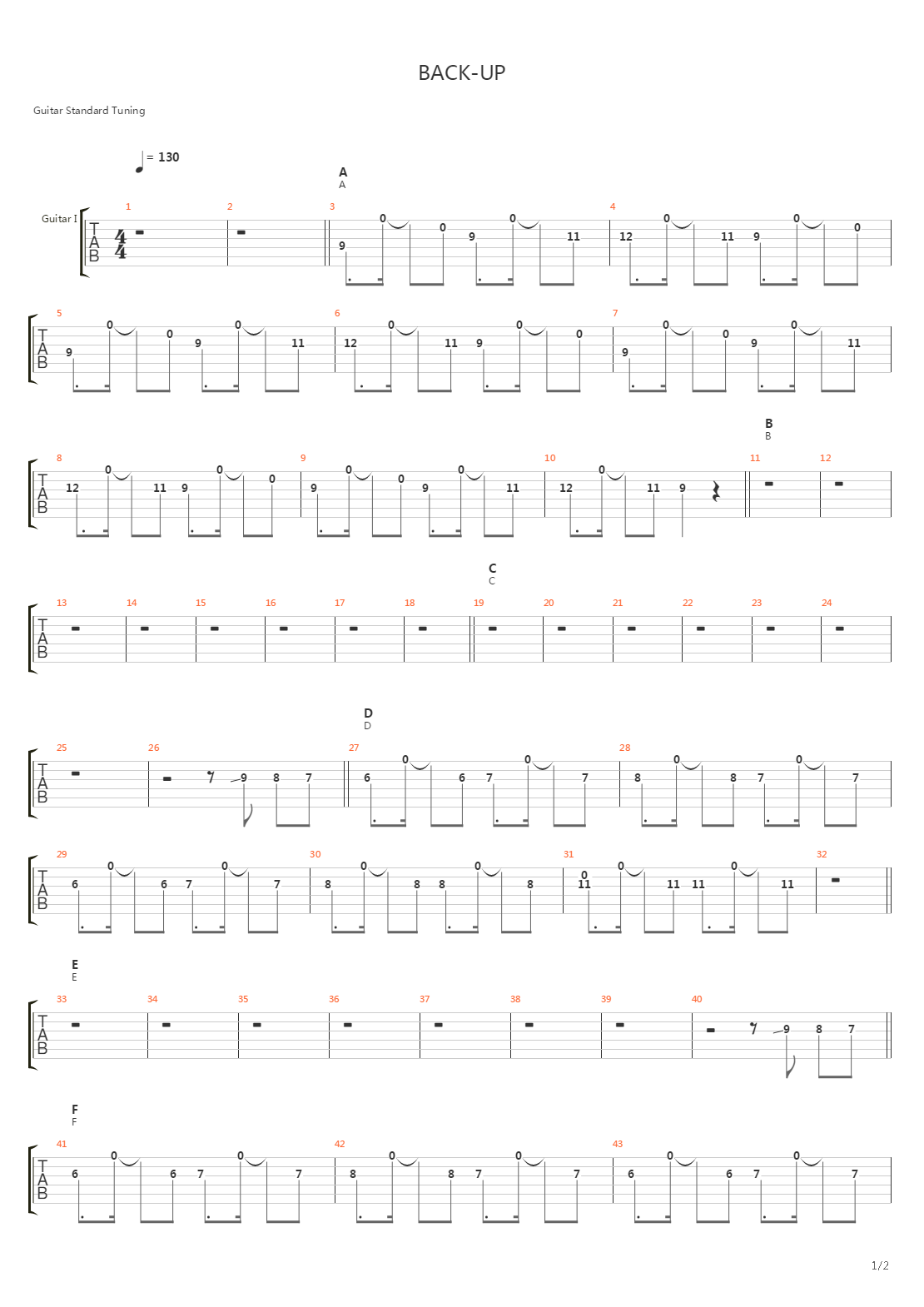 BACK-UP吉他谱