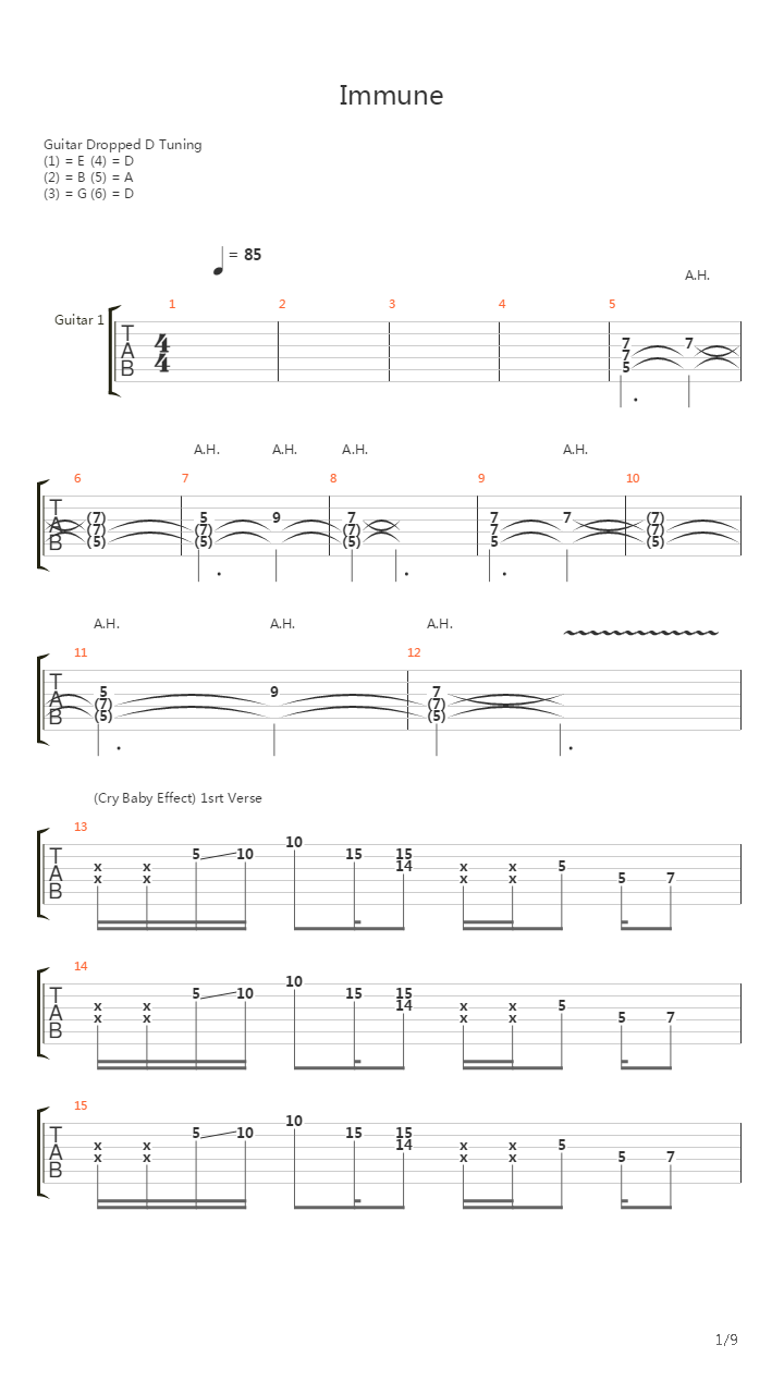 Immune吉他谱