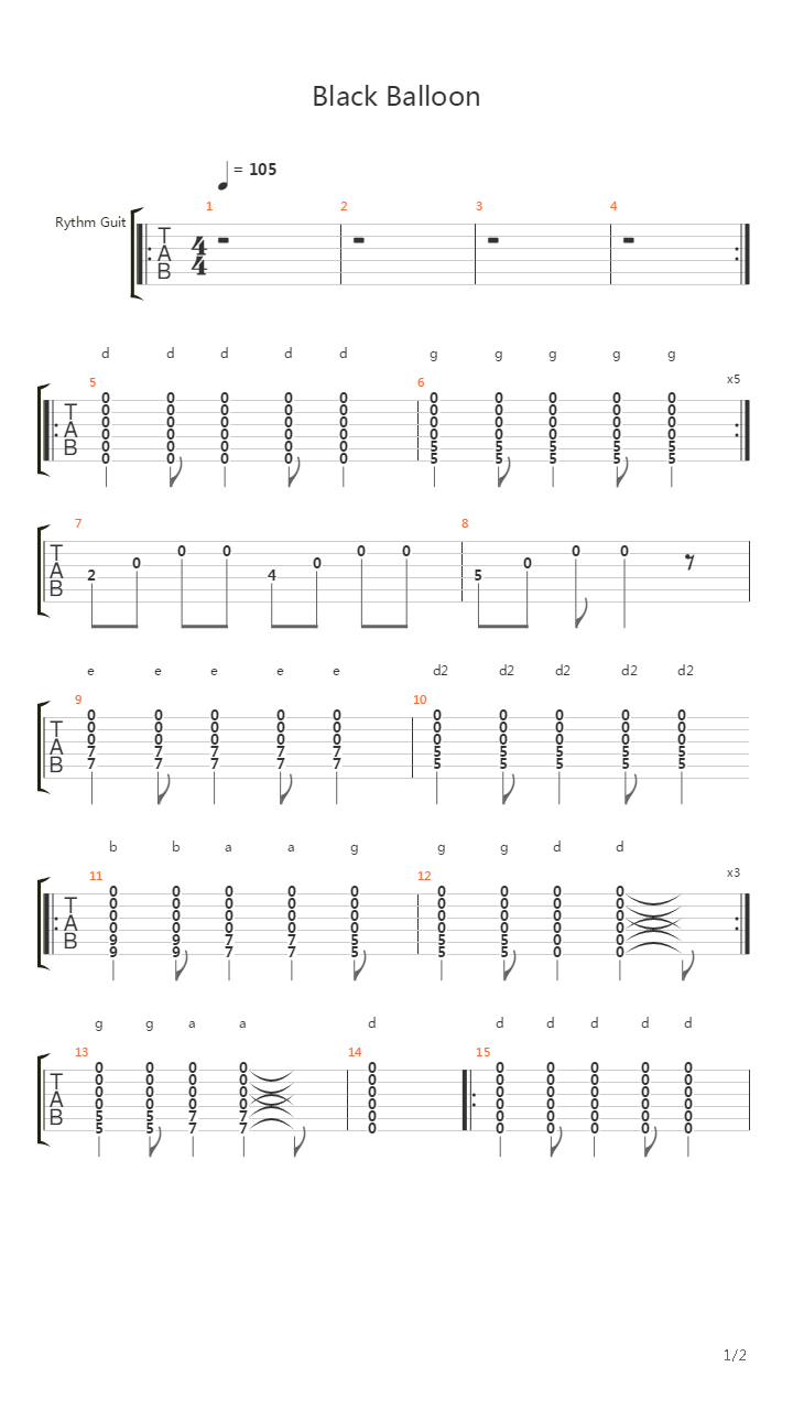 Black Balloon吉他谱