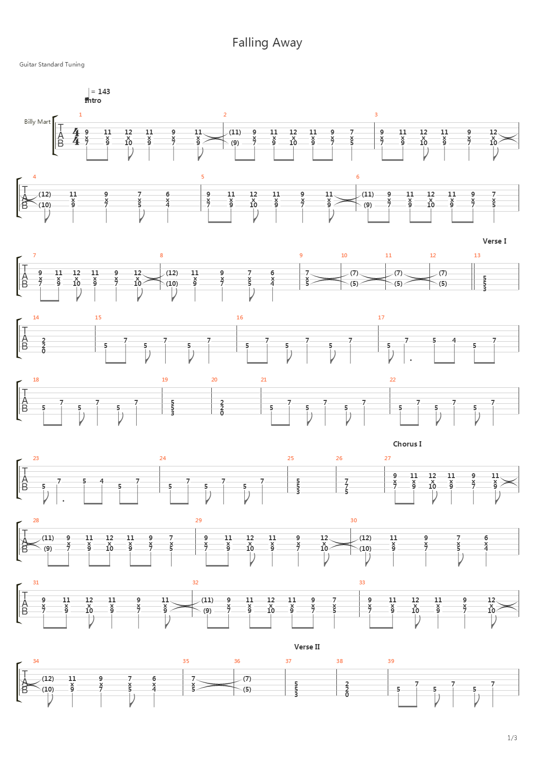 Falling Away吉他谱