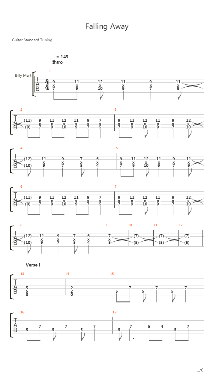 Falling Away吉他谱