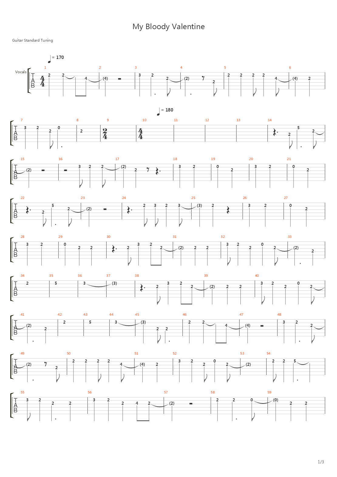 My Bloody Valentine吉他谱