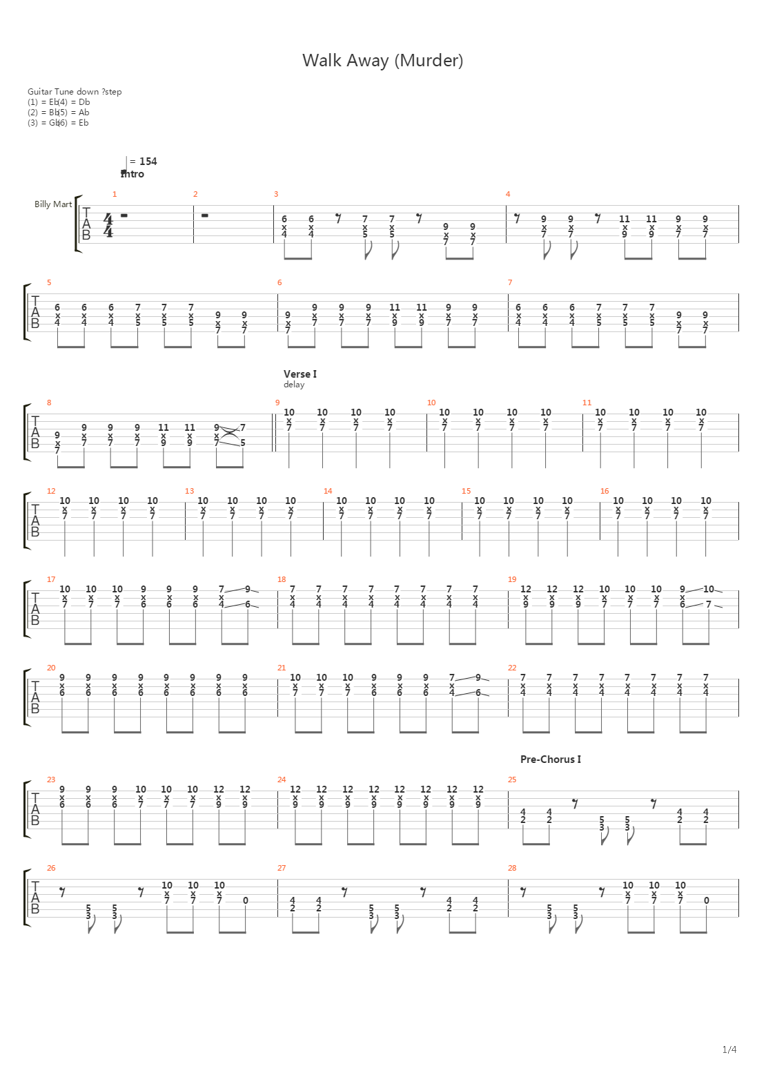 Walk Away (Murder)吉他谱
