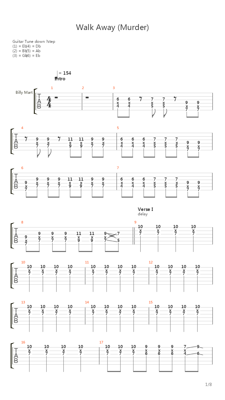 Walk Away (Murder)吉他谱