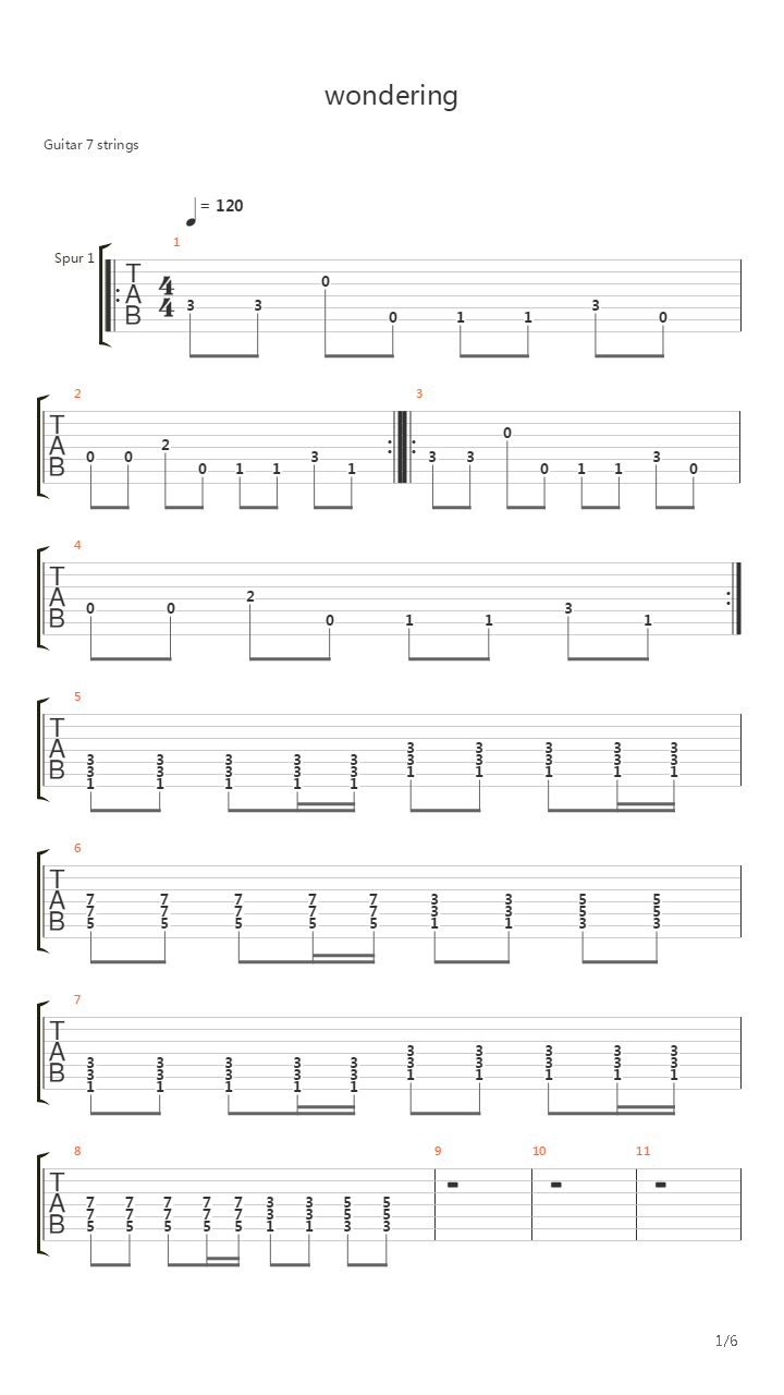 wondering吉他谱